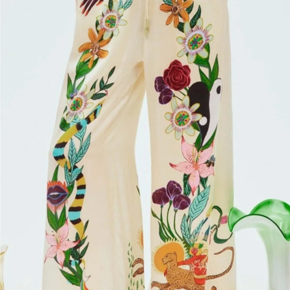 Alemais Meagan Floral Print Wide-Leg silk Pants - Picture 4 of 7